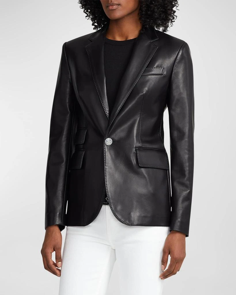 Ralph Lauren Collection Parker Leather Single-Breasted Blazer Jacket 5