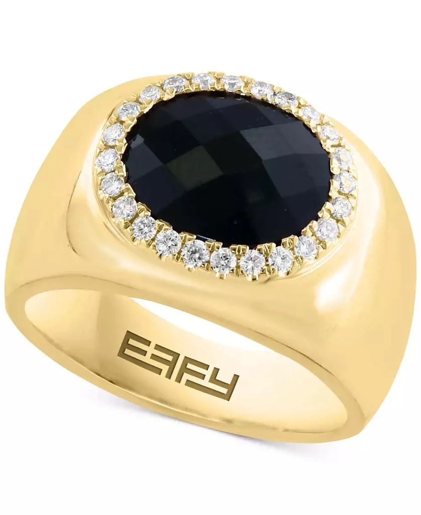 Effy Macy's Onyx Ring EFFY® Onyx Diamond (1/4 Halo Statement
