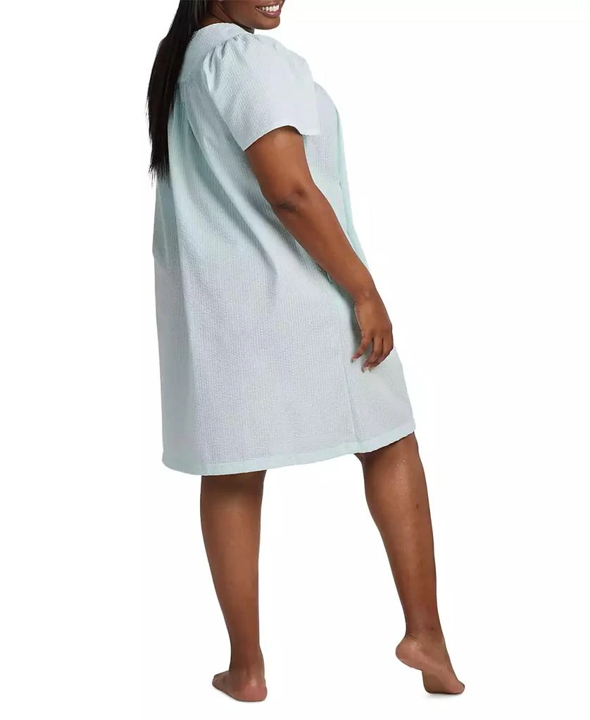Miss Elaine Plus Size Snap-Front Short Seersucker Robe 3