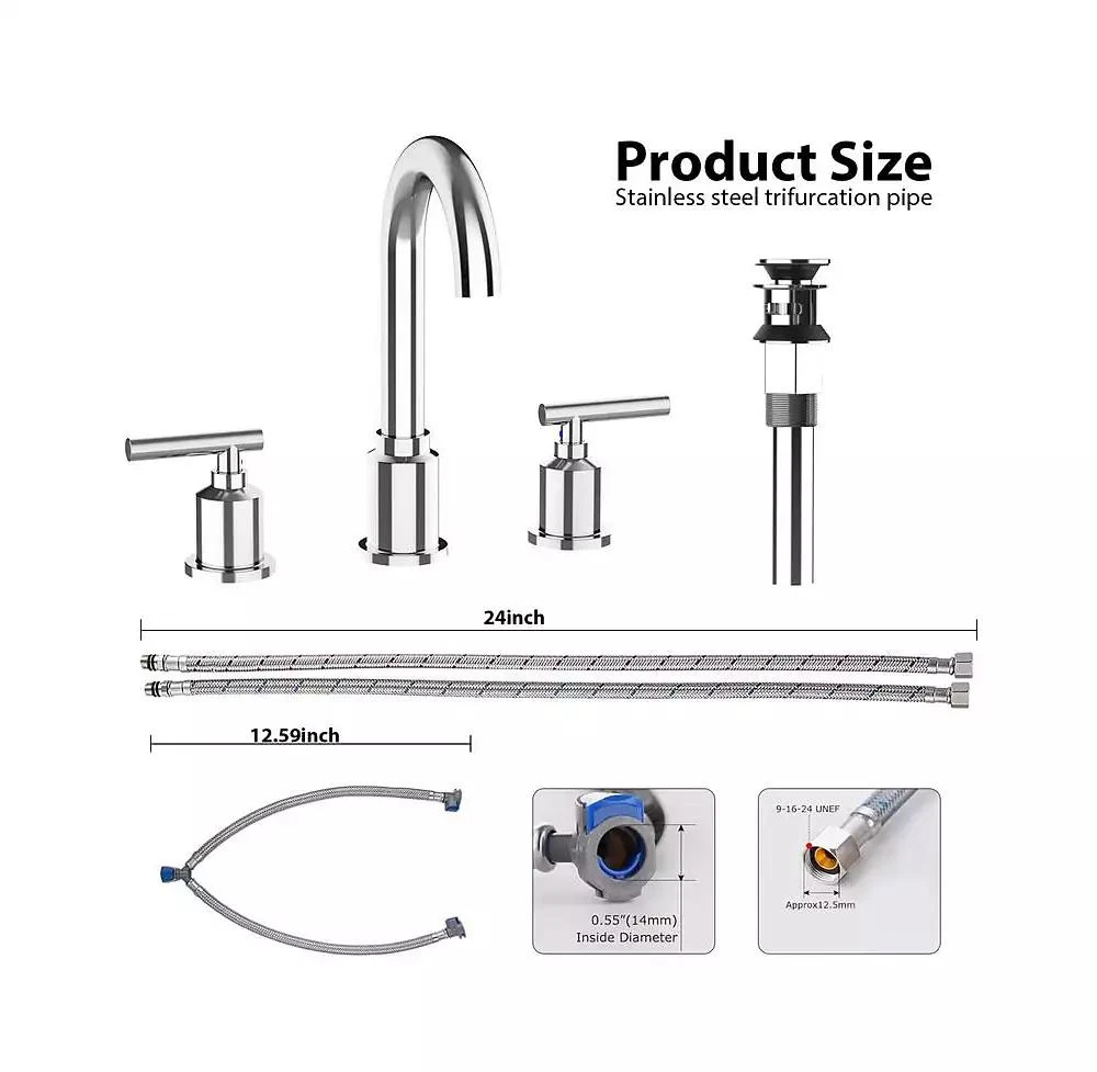 gaomon Bathroom Faucet, Bathroom Sink Faucet, 8 Inch Bathroom Faucet for Sink 3 Hole with Stainless Steel Pop-up Drain for Your Bathroom 5