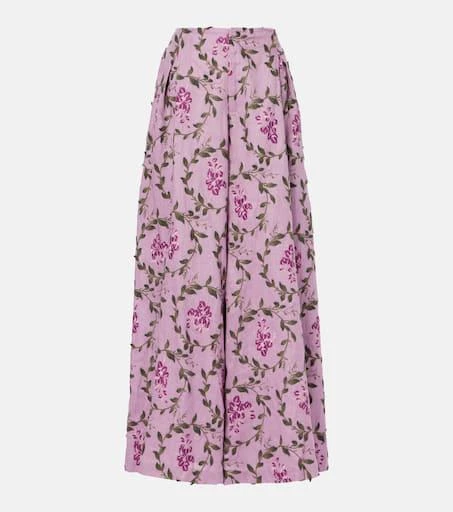 Agua by Agua Bendita Marea Wisteria embroidered linen wide-leg pants 1