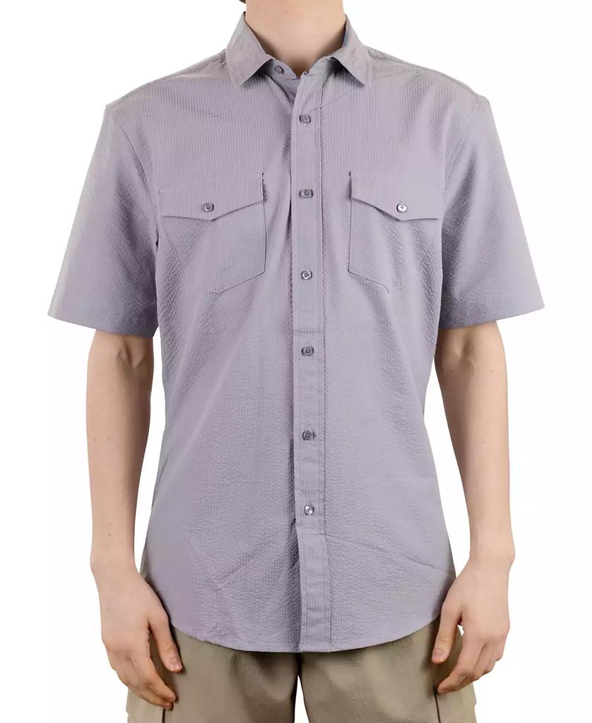 Vintage 1946 Men's Hybrid Short Sleeve Seersucker Button-Front Shirt