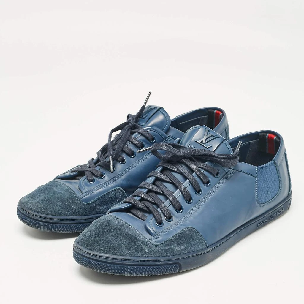 Louis Vuitton Louis Vuitton Blue Leather and Suede Low Top Sneakers Size 43 2