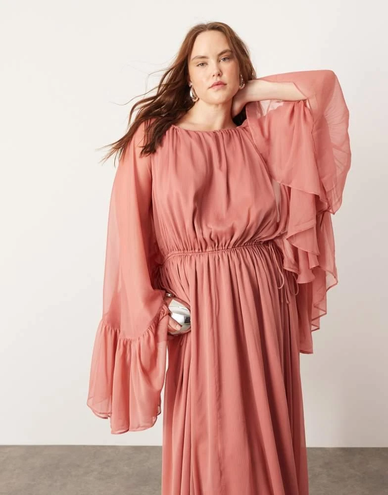 dusky pink dress asos ASOS DESIGN high neck midi dress with seam details in dusky pink