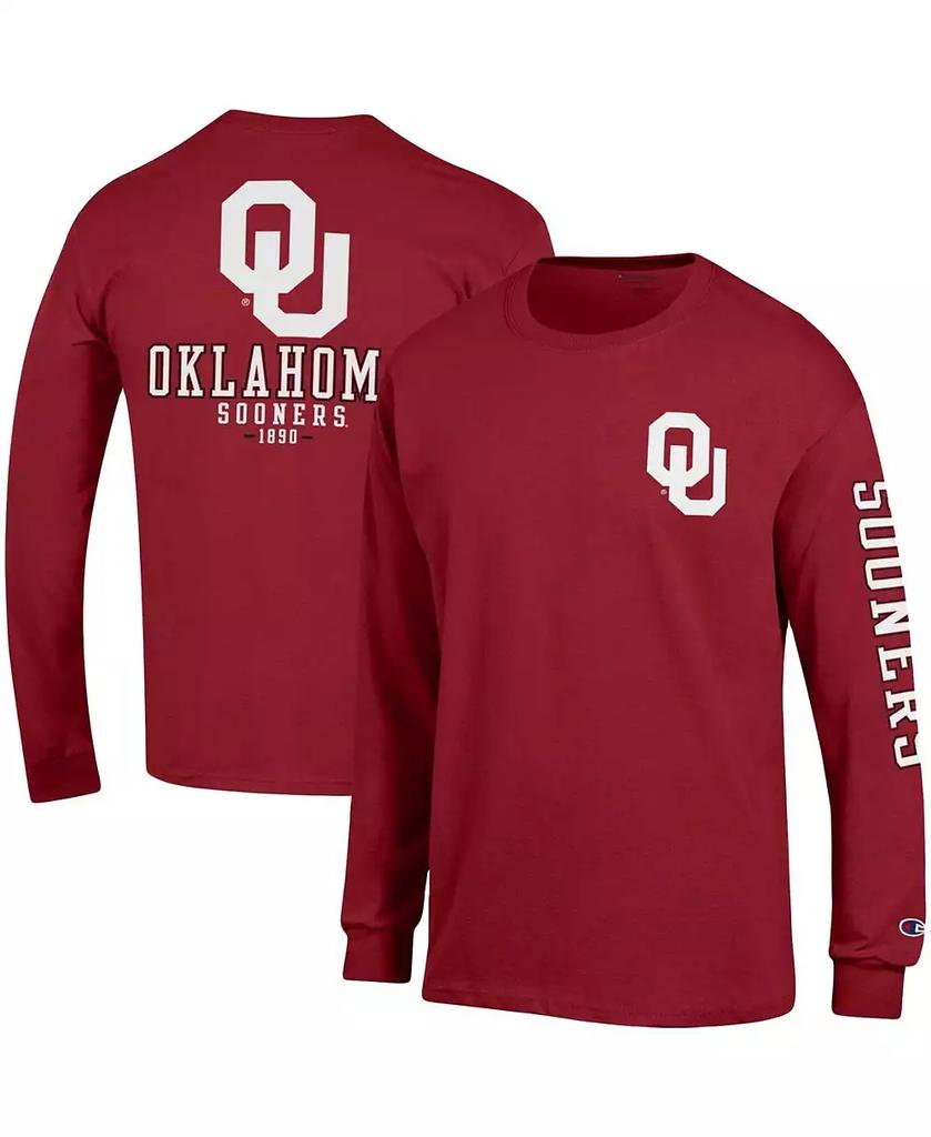 CHAMPION Men's Crimson Oklahoma Sooners Team Stack Long Sleeve T-shirt