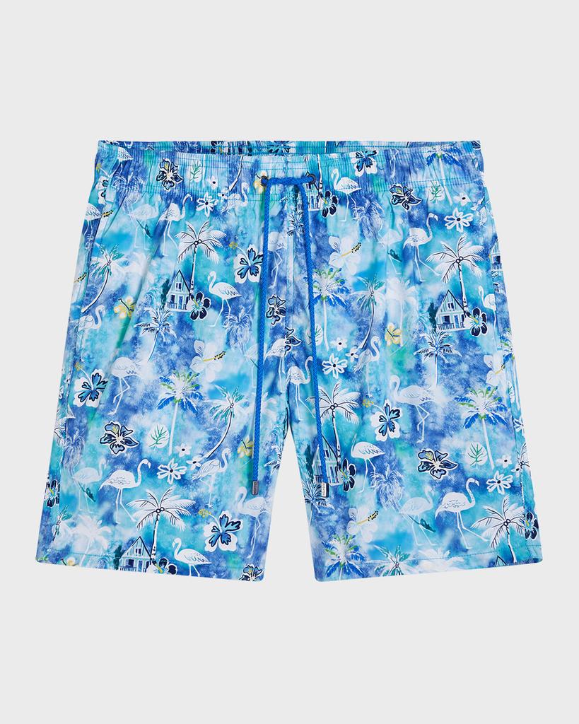 Bugatchi Men's Cosmo Quick-Dry Printed Swim Trunks