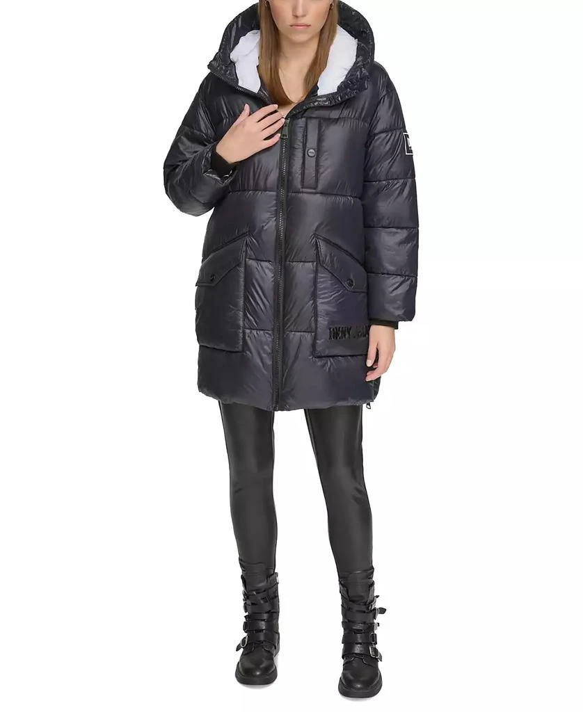 DKNY Women's Wet Shine Hooded Puffer Jacket 7
