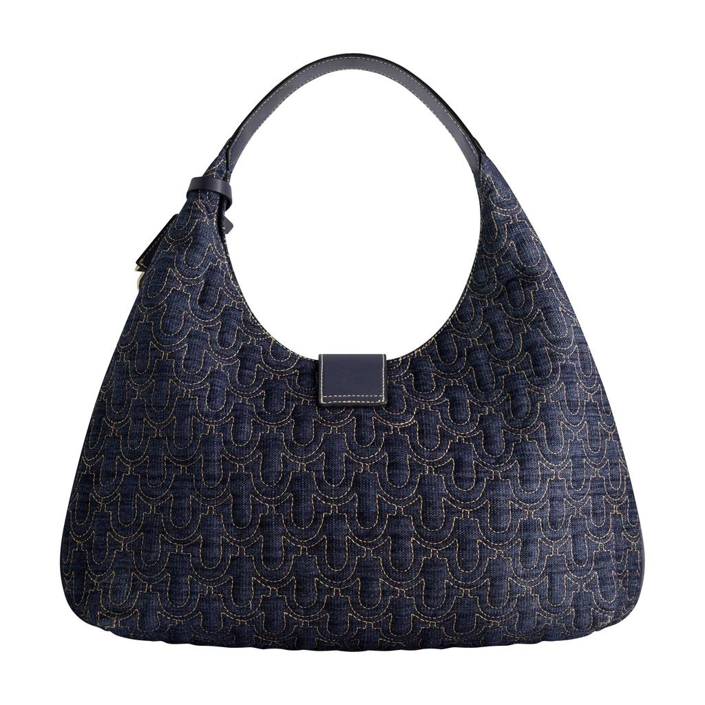 True Religion Quilted Horseshoe Large Denim Hobo 8