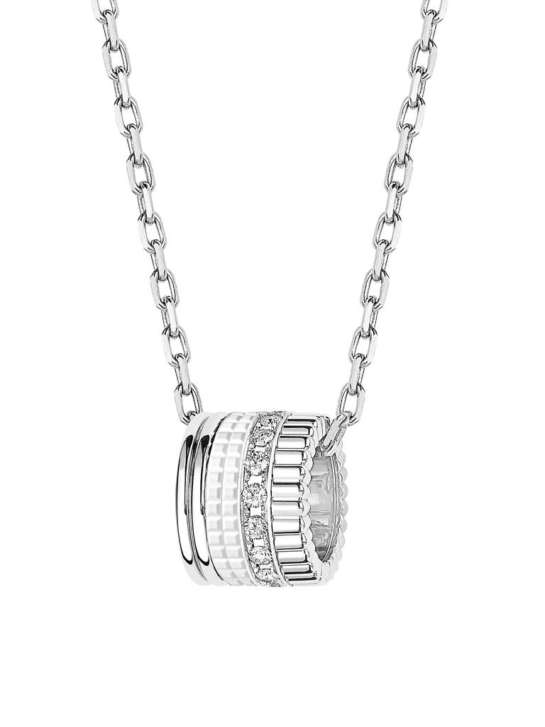 Boucheron Quatre White Edition 18K White Gold, HyCeram & 0.24 TCW Diamond Pendant Necklace