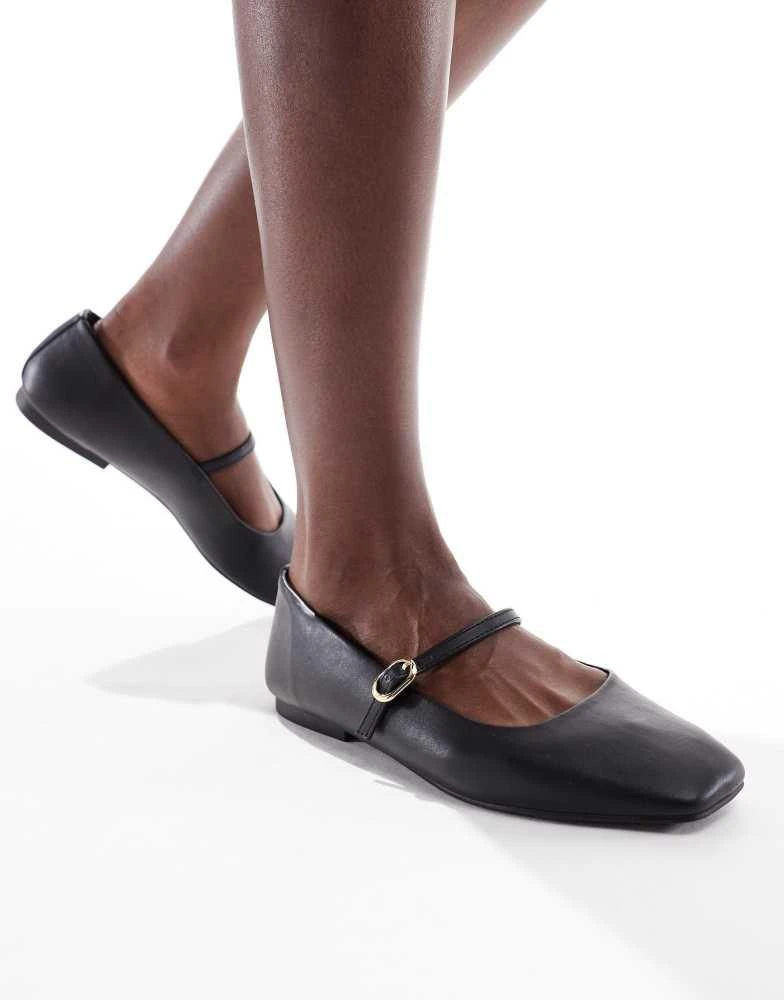 Stradivarius Stradivarius Wide Fit flat mary jane in black 2