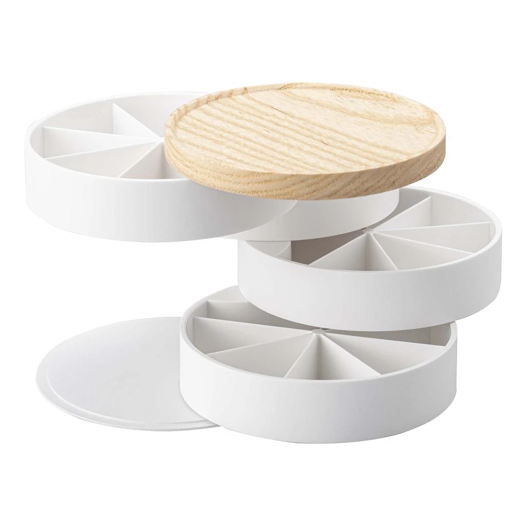 Yamazaki Home Stacked Jewelry Organizer - Two Sizes, Plastic + Wood, Sectioned, Lid, No Assembly 1