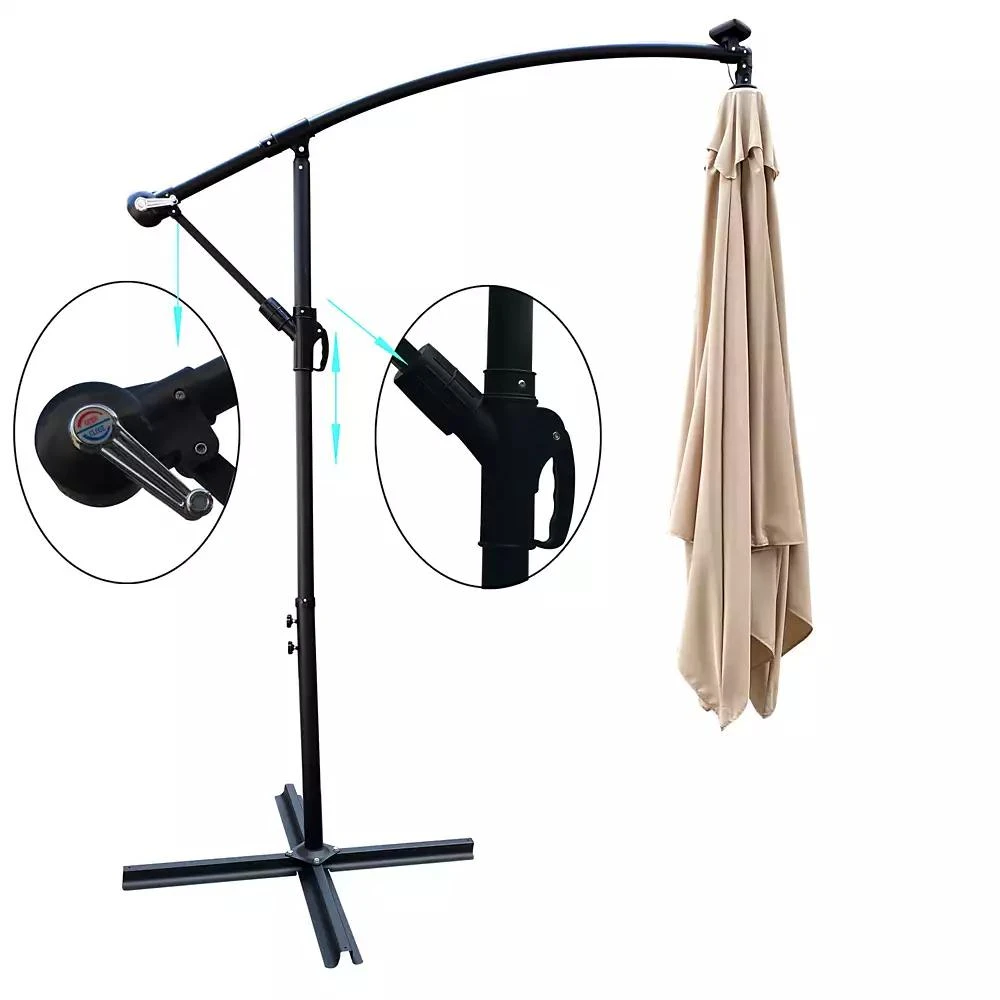 Streamdale Furniture Streamdale Solar Powered LED Patio Umbrella with Crank 
Base 10