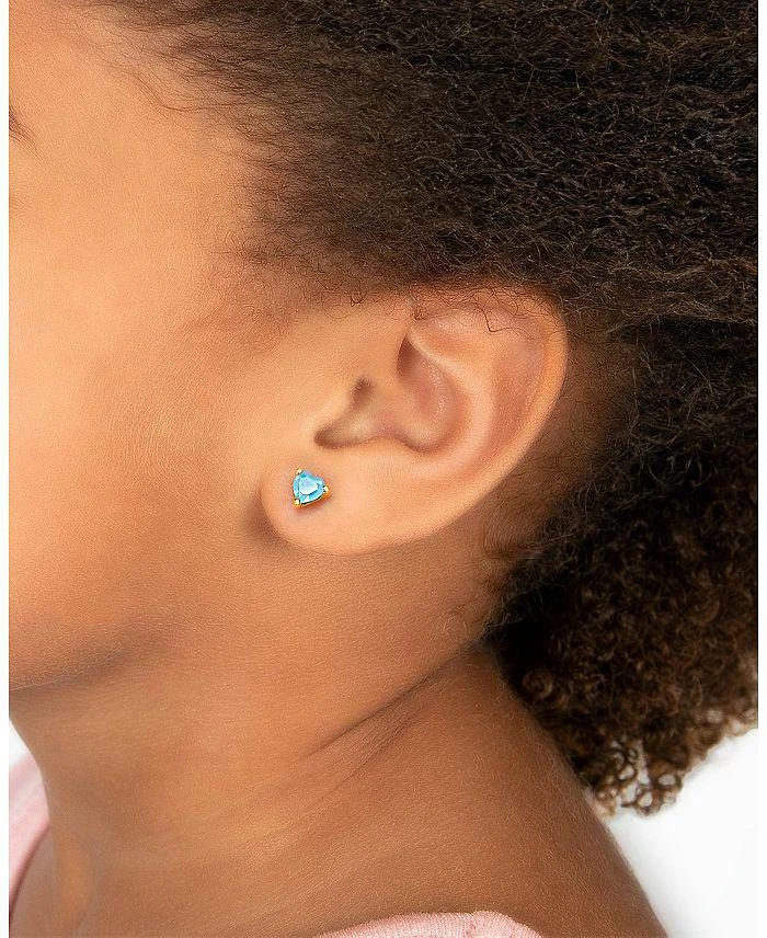 Tiny Blessings Girls' 14K Gold Blue Dazzling Heart Studs Screw Back Earrings - Baby, Little Kid, Big Kid 2
