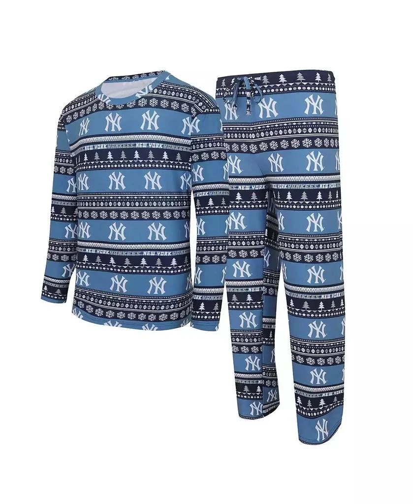 Concepts Sport Men's Navy New York Yankees Knit Ugly Sweater Long Sleeve Top and Pants Set 1