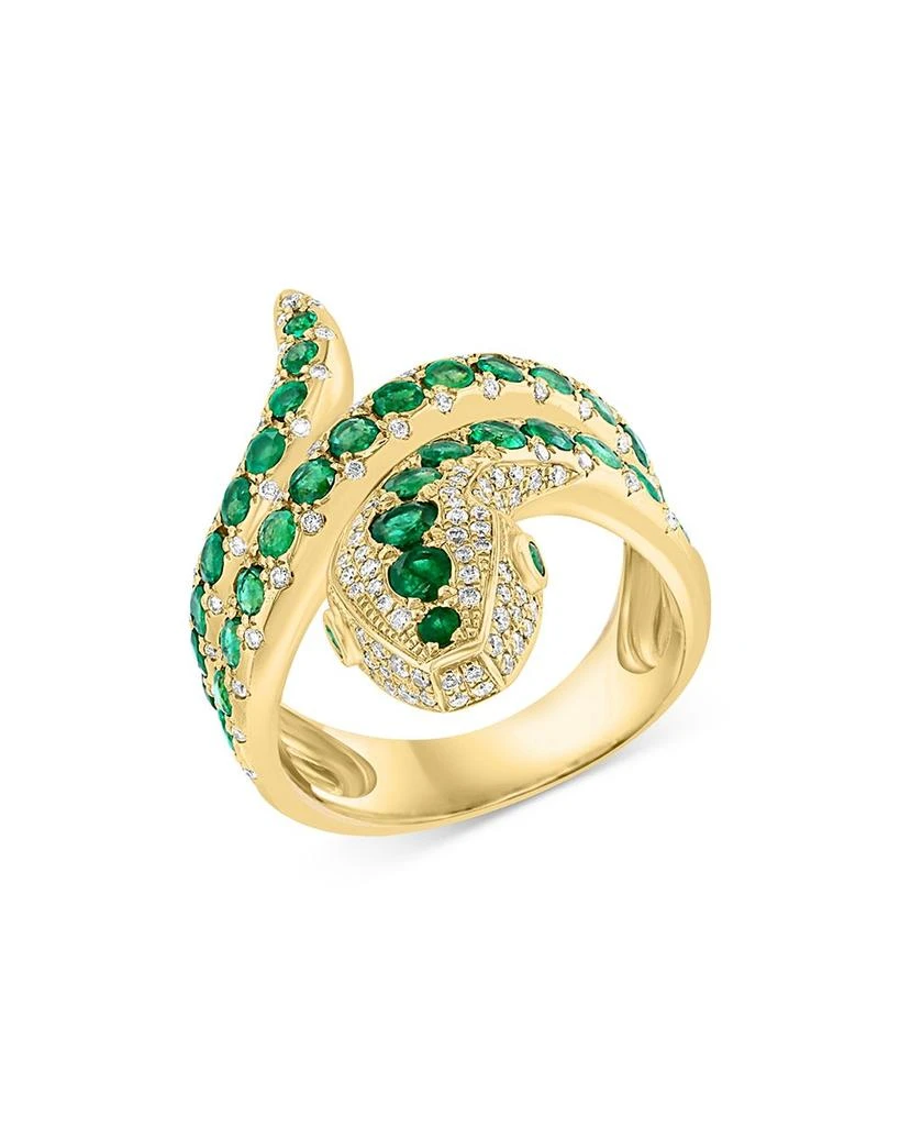 Bloomingdale's Emerald & Diamond Bypass Snake Ring in 14K Yellow Gold 1
