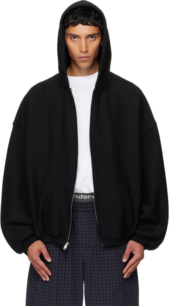Shop Black Zip Star Puff Logo Hoodie on Sale at BeyondStyle – Get