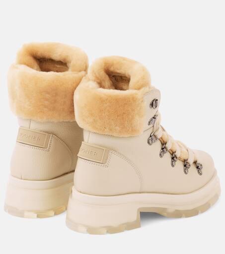 Bogner Shearling-trimmed leather ankle boots - Boots