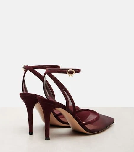 Gianvito Rossi 85 suede-trimmed organza pumps 2