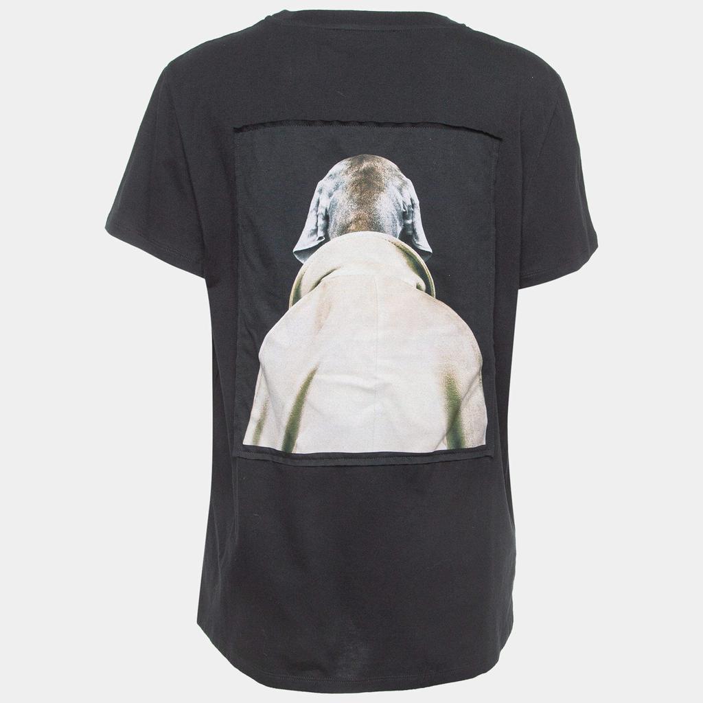 Max Mara Max Mara Black Dog Print Cotton T-Shirt XL - T-Shirts