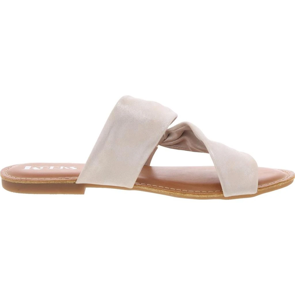 KORKS RACHELLE Womens Mixed Media Faux Leather Slide Sandals 3