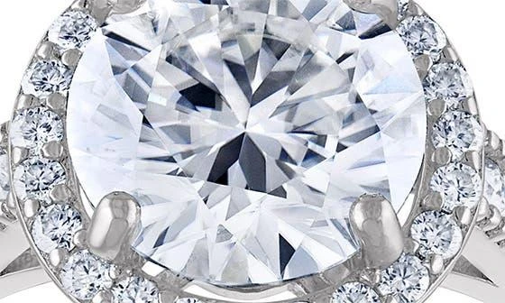 FZN Sterling Silver Created Moissanite Engagement Ring 3