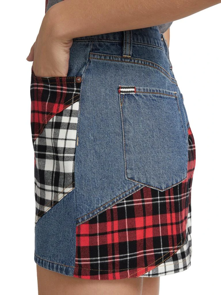 Alice + Olivia Lisanne Patchwork Denim Miniskirt 4