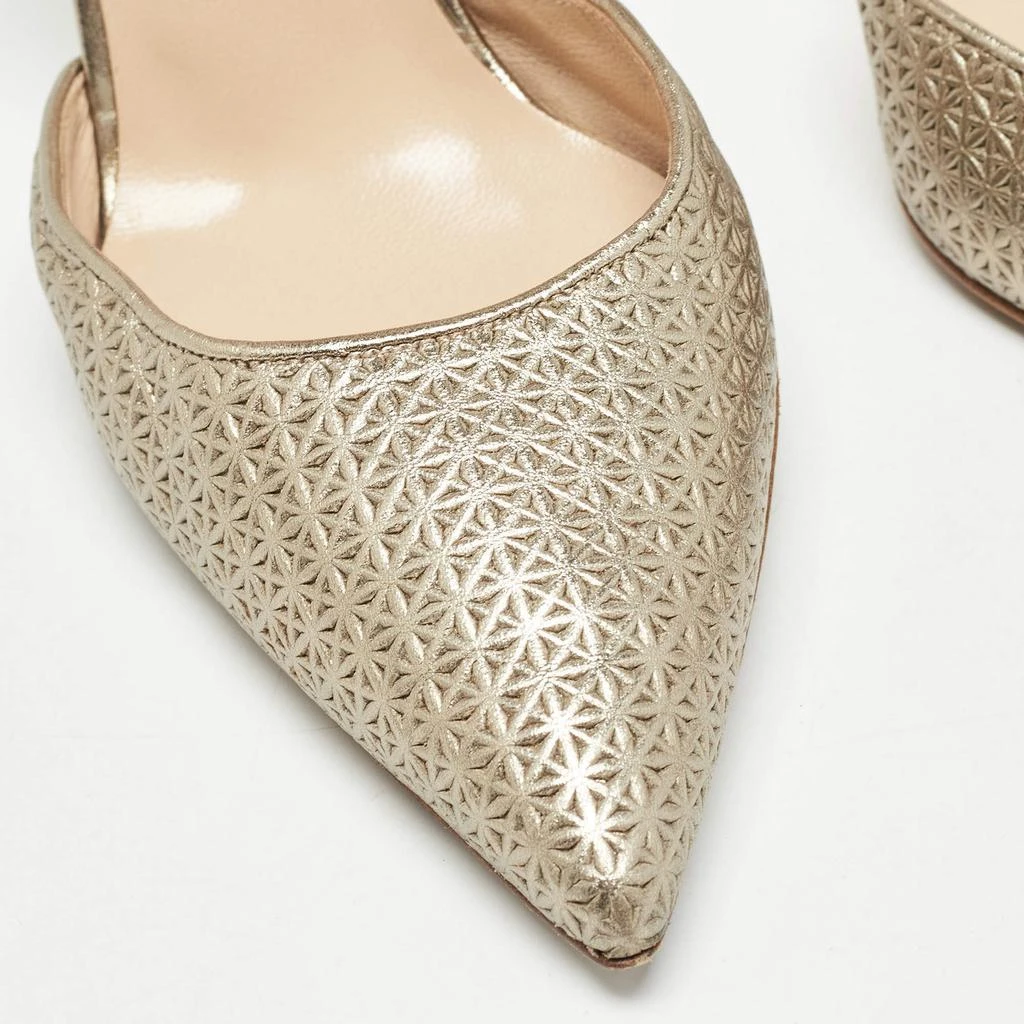 Manolo Blahnik Manolo Blahnik Metallic Textured Leather D'orsay Pointed Toe Pumps Size 38.5 7