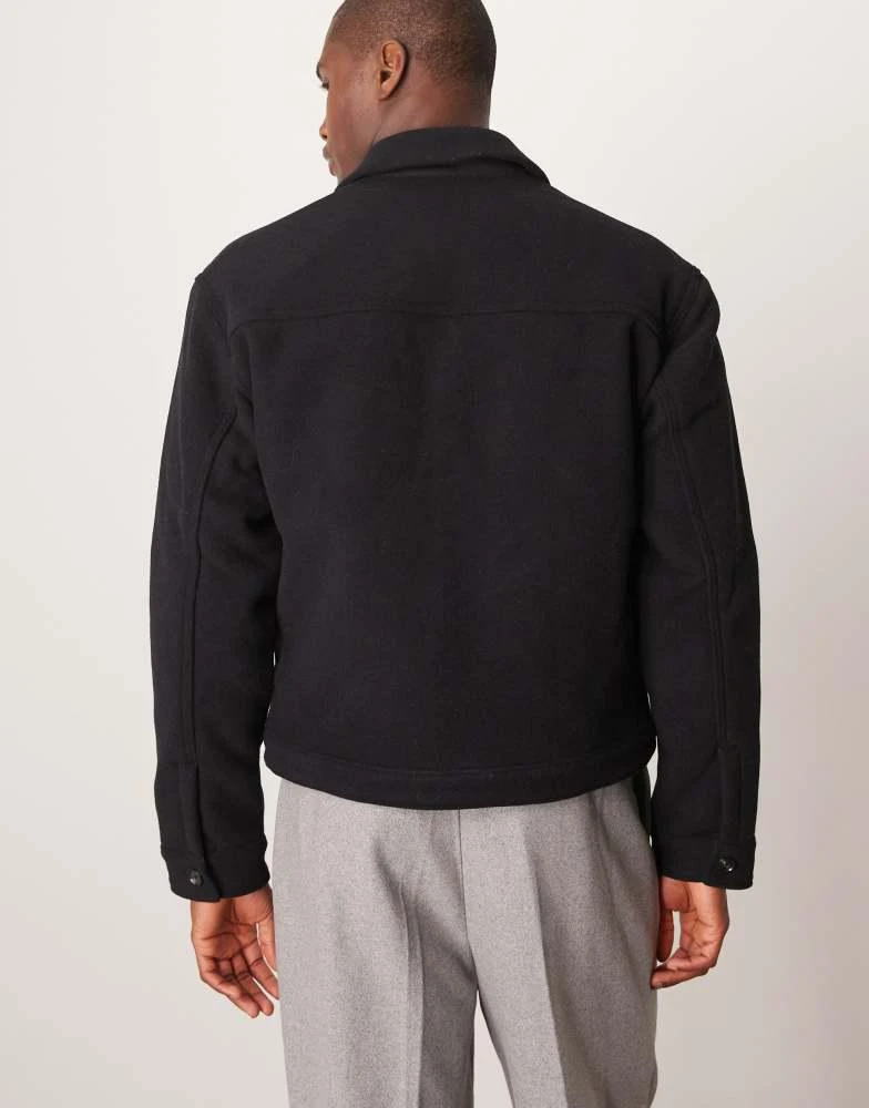 Abercrombie & Fitch Abercrombie & Fitch wool blend cropped trucker jacket in charcoal 4