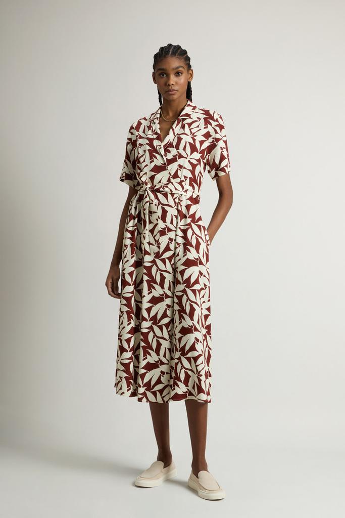 Woolrich Wrap Dress with Nature Motif - Women - Red