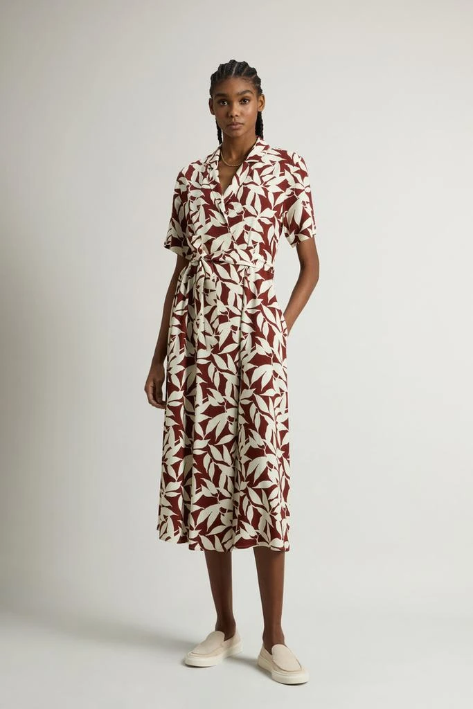 Woolrich Wrap Dress with Nature Motif - Women - Red 1