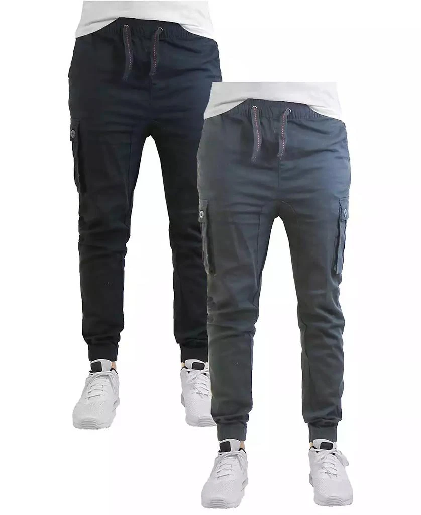 Galaxy By Harvic Men's Cotton Stretch Twill Cargo Joggers, Pack of 2 1