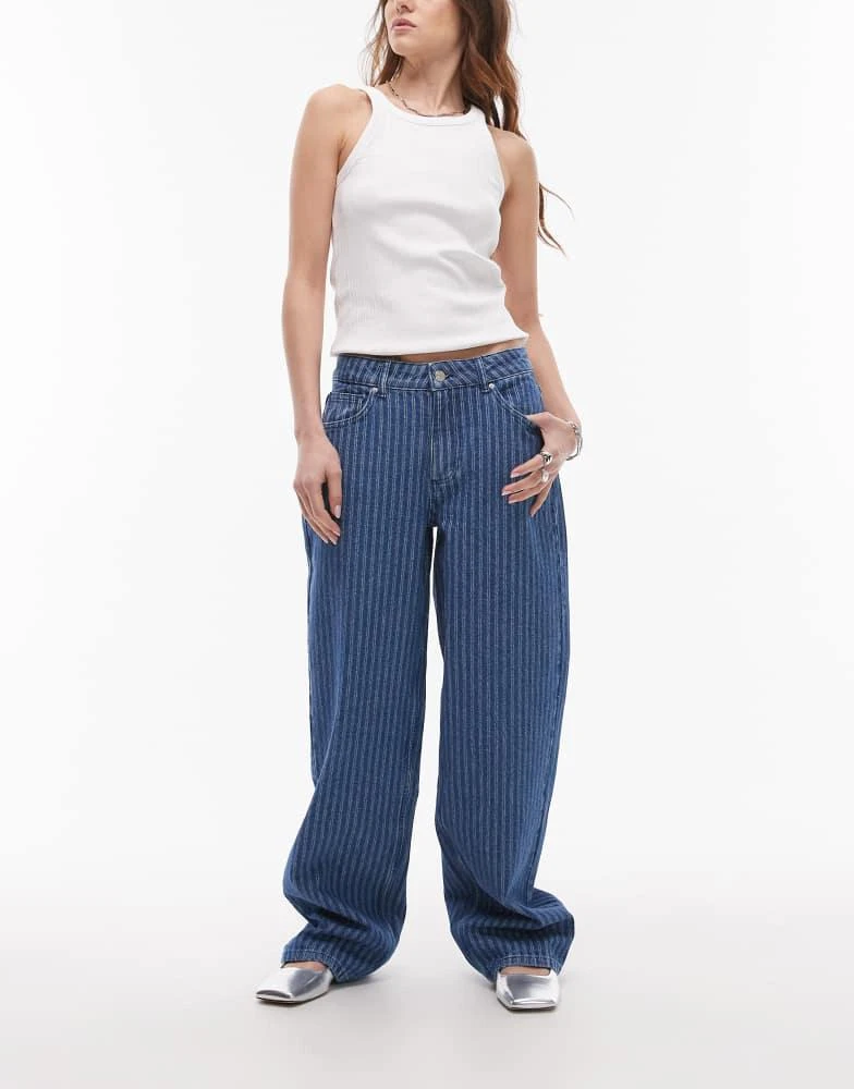 Topshop Topshop Cinch low rise relaxed jean in blue stripe 1