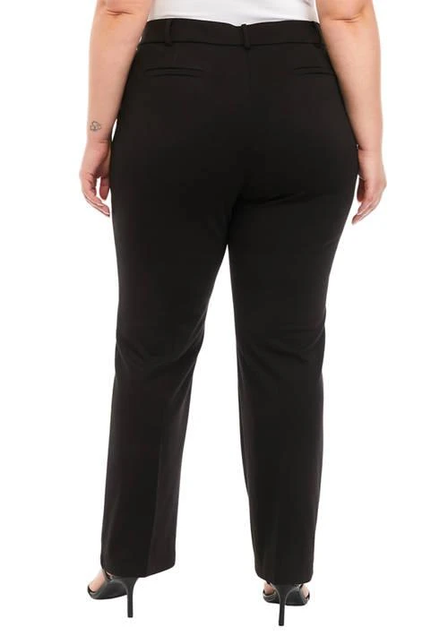 Kasper Plus Size Pull On Faux Fly Ponte Trousers 2
