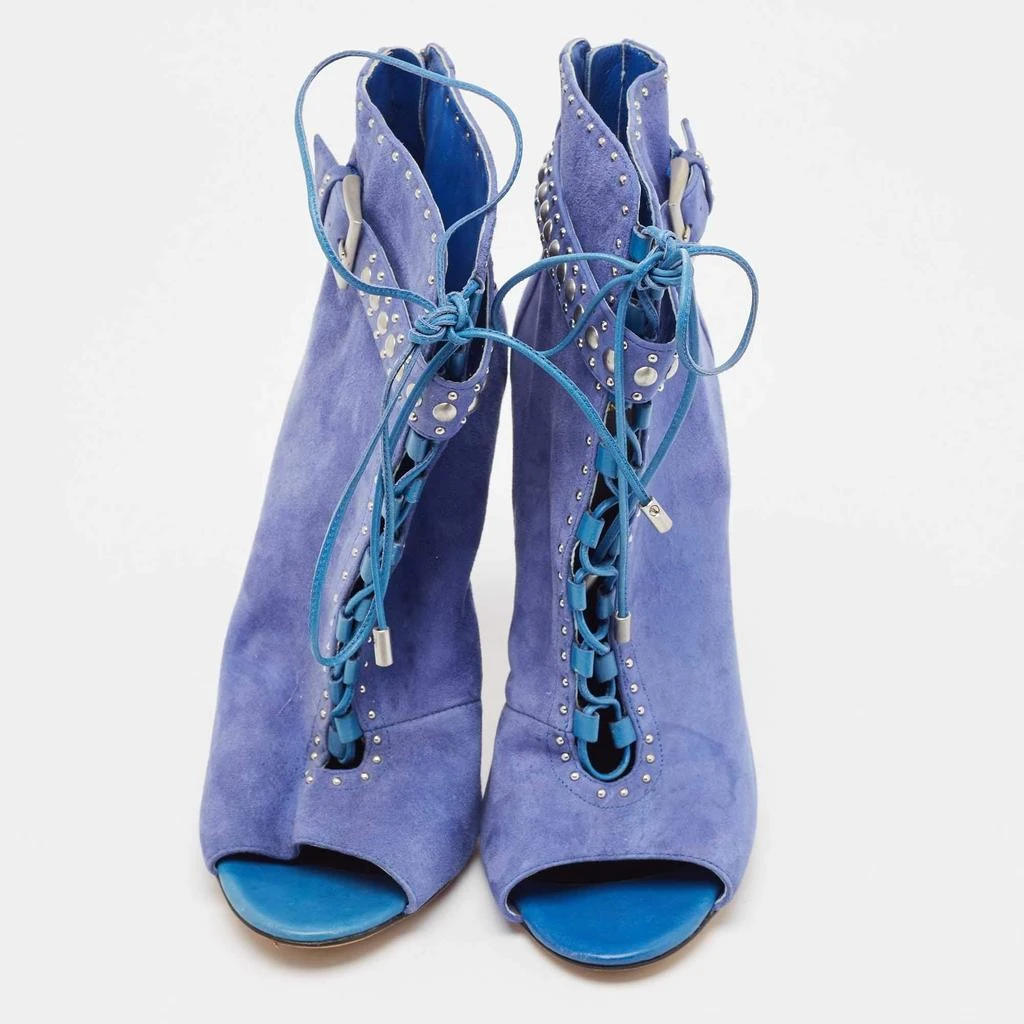 Brian Atwood Brian Atwood Blue Suede Embellished Ankle Length Boots Size 38 3