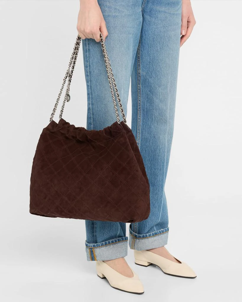 Tory Burch Fleming Quilted Suede Chain Hobo Bag 2
