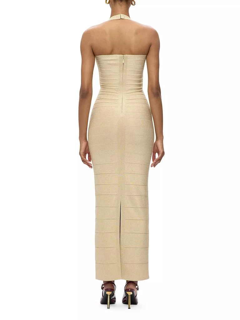 Herve Leger Iris Metallic Bandage Halter Gown 7