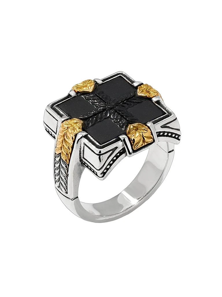 Konstantino Laconia Sterling Silver, 18K Yellow Gold & Onyx Ring 1