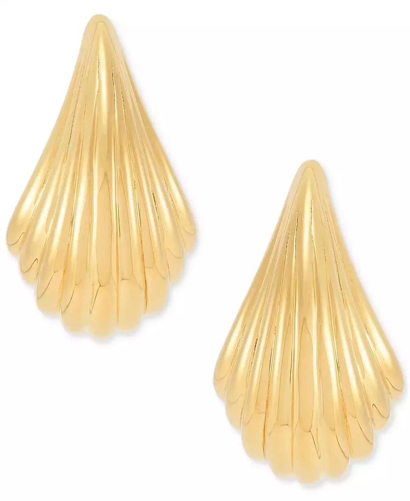 Macy's Polished Graduated Shrimp Design Grooved Stud Earrings in 14k Gold 3