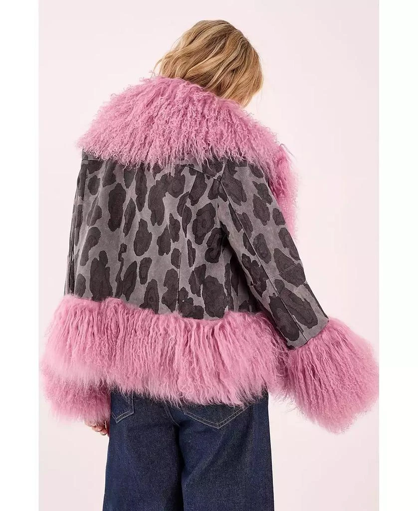 Nasty Gal Women
s Printed Shearling Leather Jacket 2