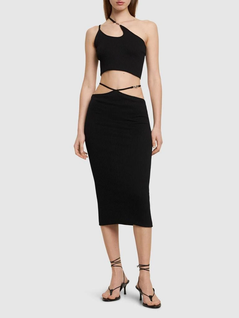 AMIRI Cutout Cotton Blend Knit Midi Skirt 1