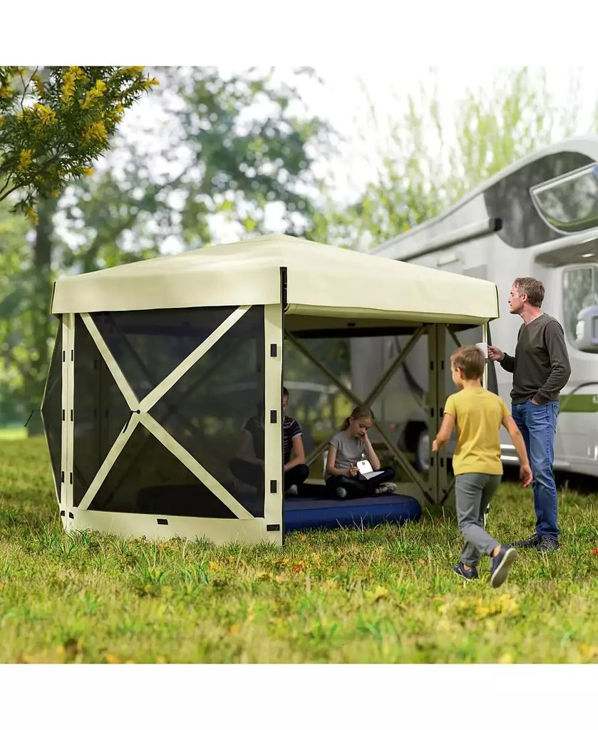 Outsunny 12' x 12' Hexagonal Pop Up Gazebo, Outdoor Canopy Tent, 2