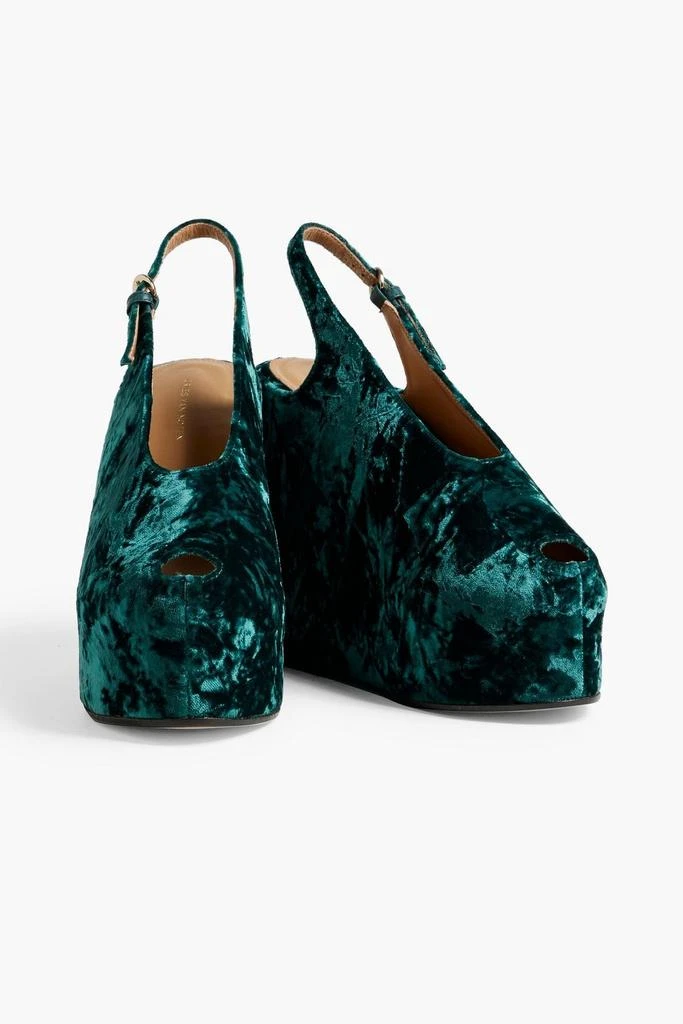 Dries Van Noten Crushed-velvet wedge slingback sandals 2