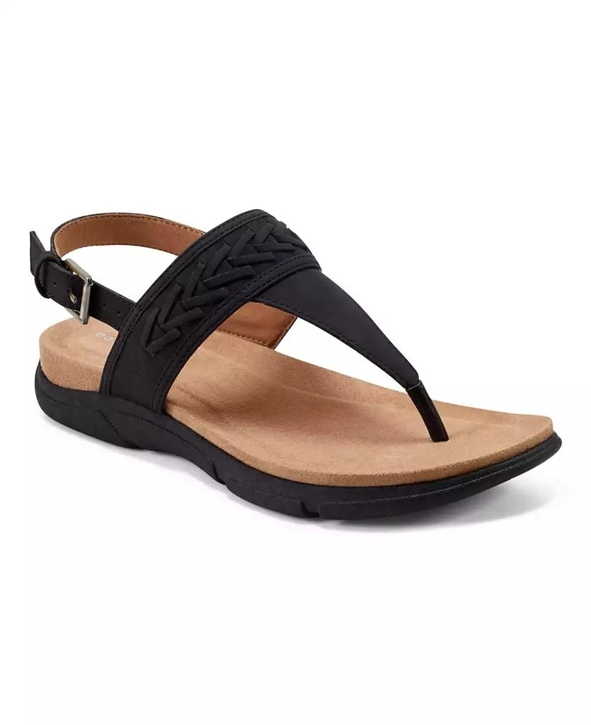 Easy Spirit Monte Woven T-Strap Faux Leather Flat Sandals 1