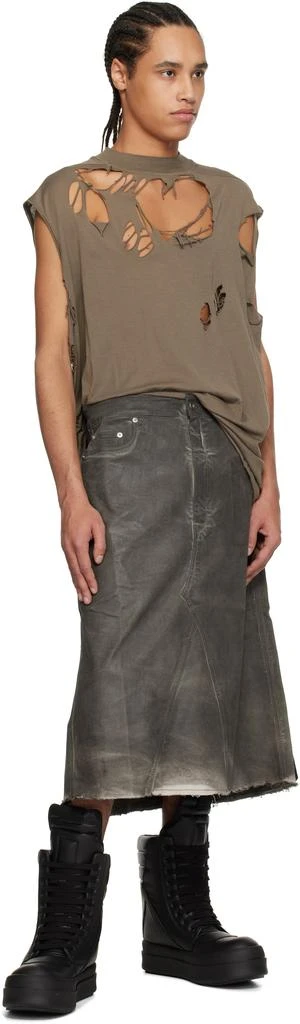 Rick Owens Gray Hollywood Godet Denim Midi Skirt 5