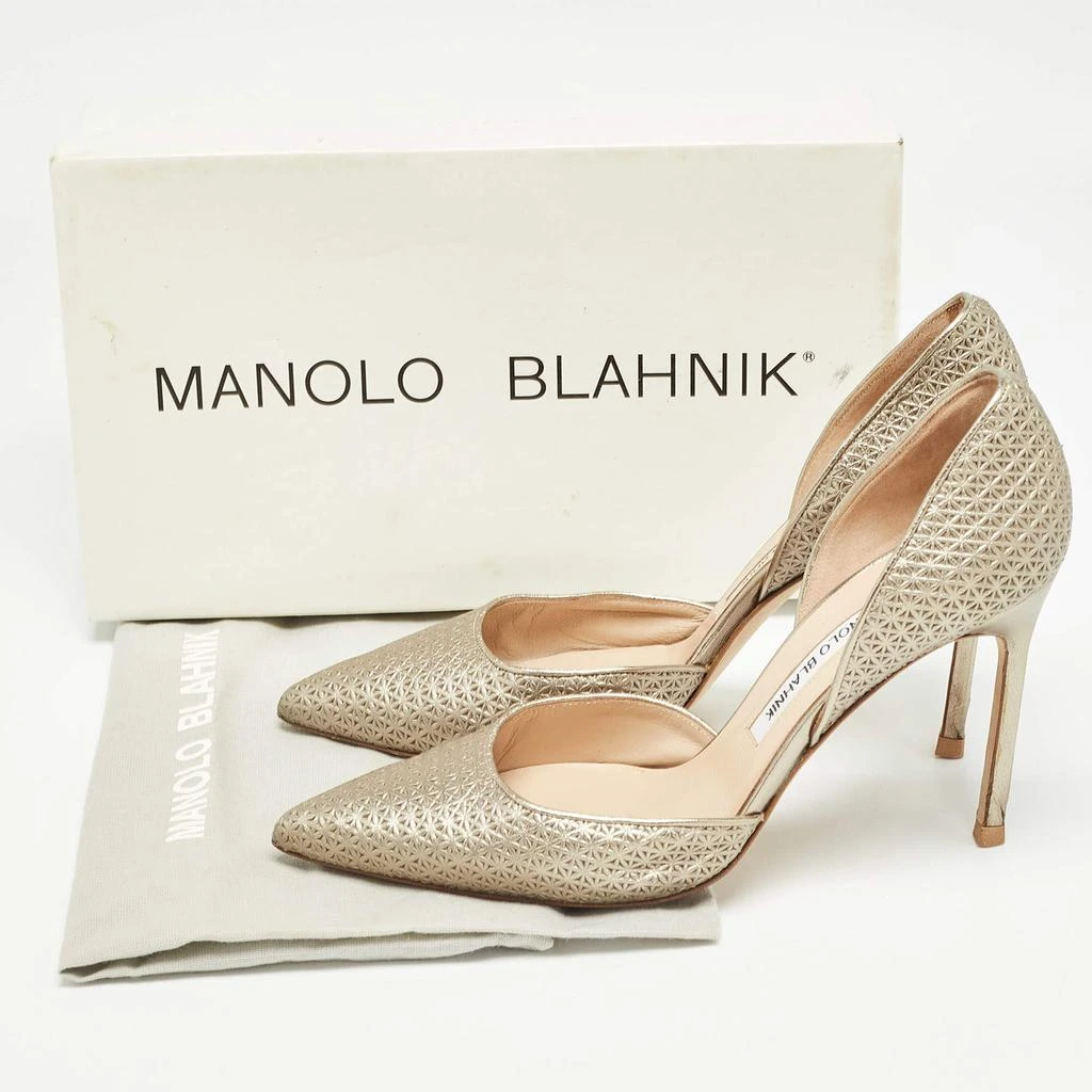 Manolo Blahnik Manolo Blahnik Metallic Textured Leather D'orsay Pointed Toe Pumps Size 38.5 9