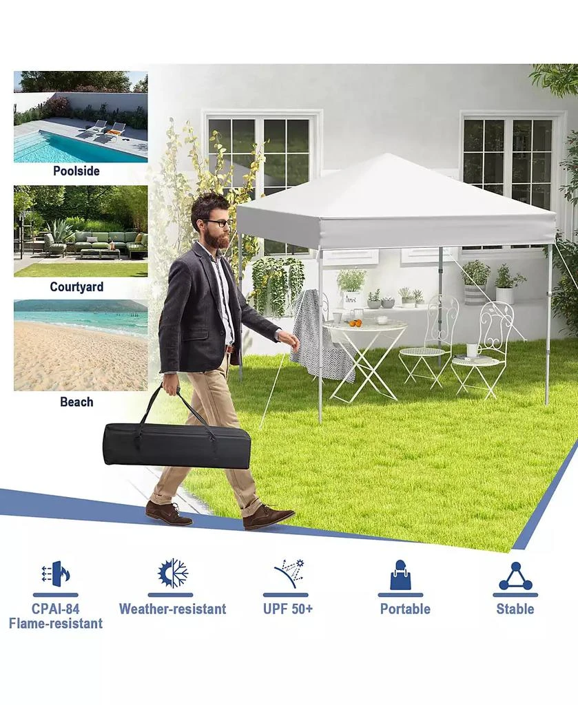 Gymax Patio 6.6 x 6.6ft Outdoor Pop-up Canopy Tent UPF 50+ Portable Sun Shelter 10