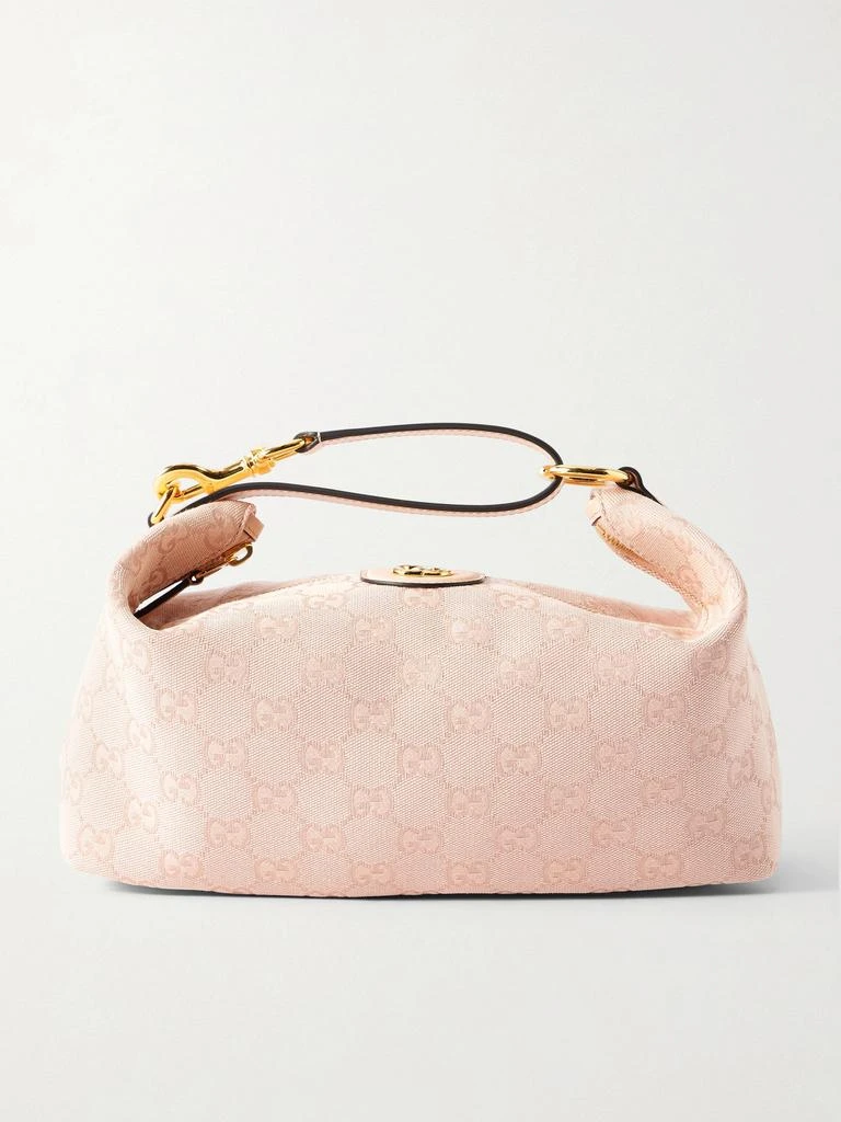 Gucci Ophidia Leather-trimmed Canvas-jacquard Clutch - Baby pink