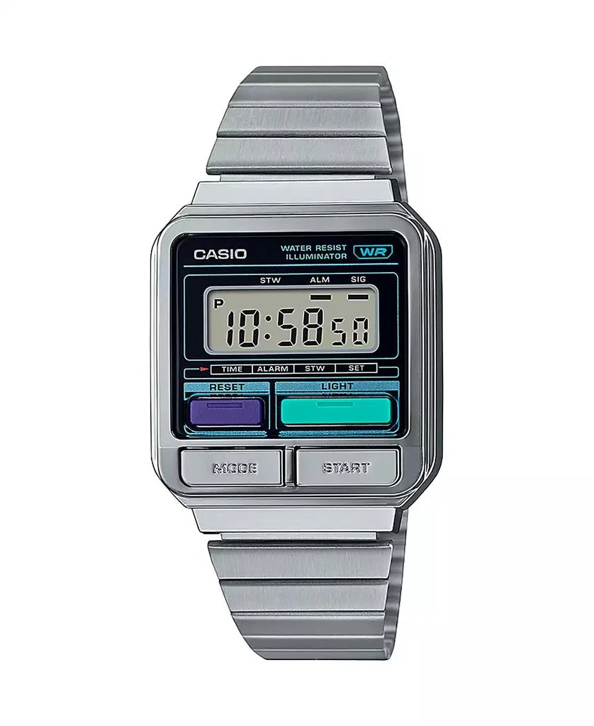 G-Shock Unisex Digital Silver-Tone Stainless Steel Watch 33.5mm, A120WE-1AVT 1