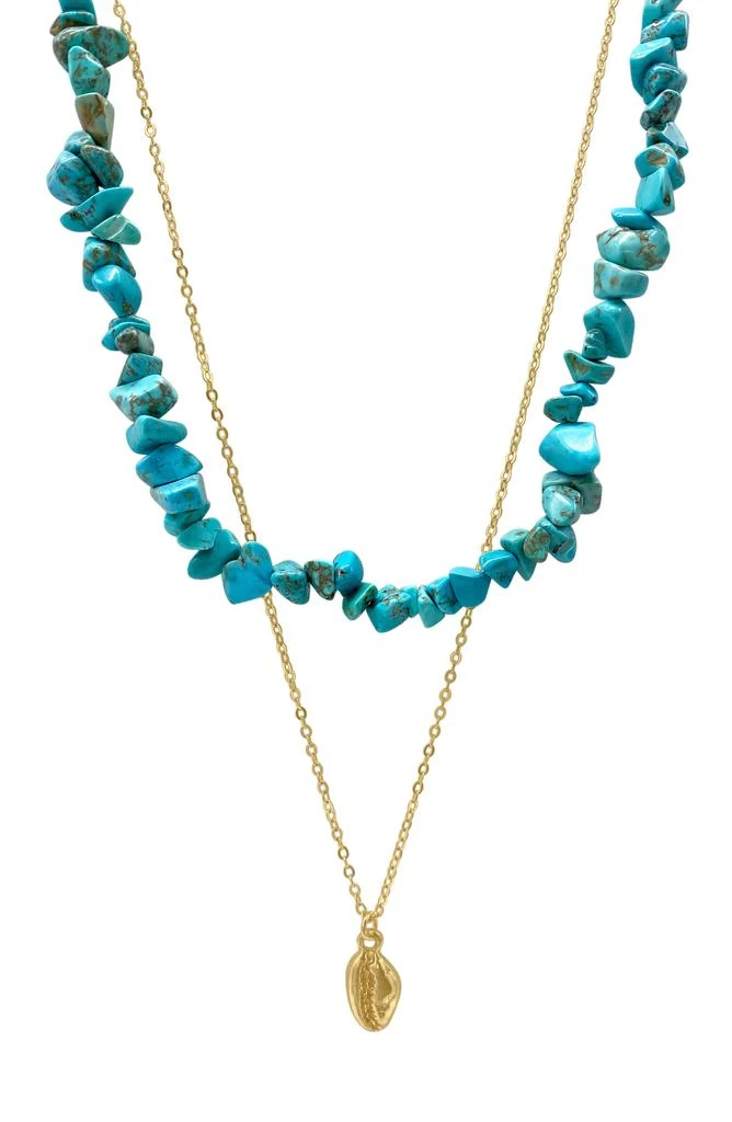 Adornia Multi Shape Turquoise Stone Layered Necklace 1