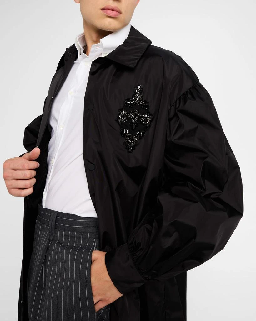 Simone Rocha Men's Puff-Sleeve Embellished Utility Coat 7